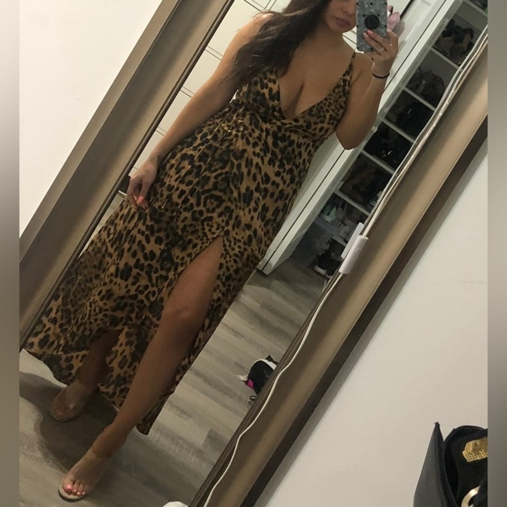 Miss Lola // Essue animal print satin dress